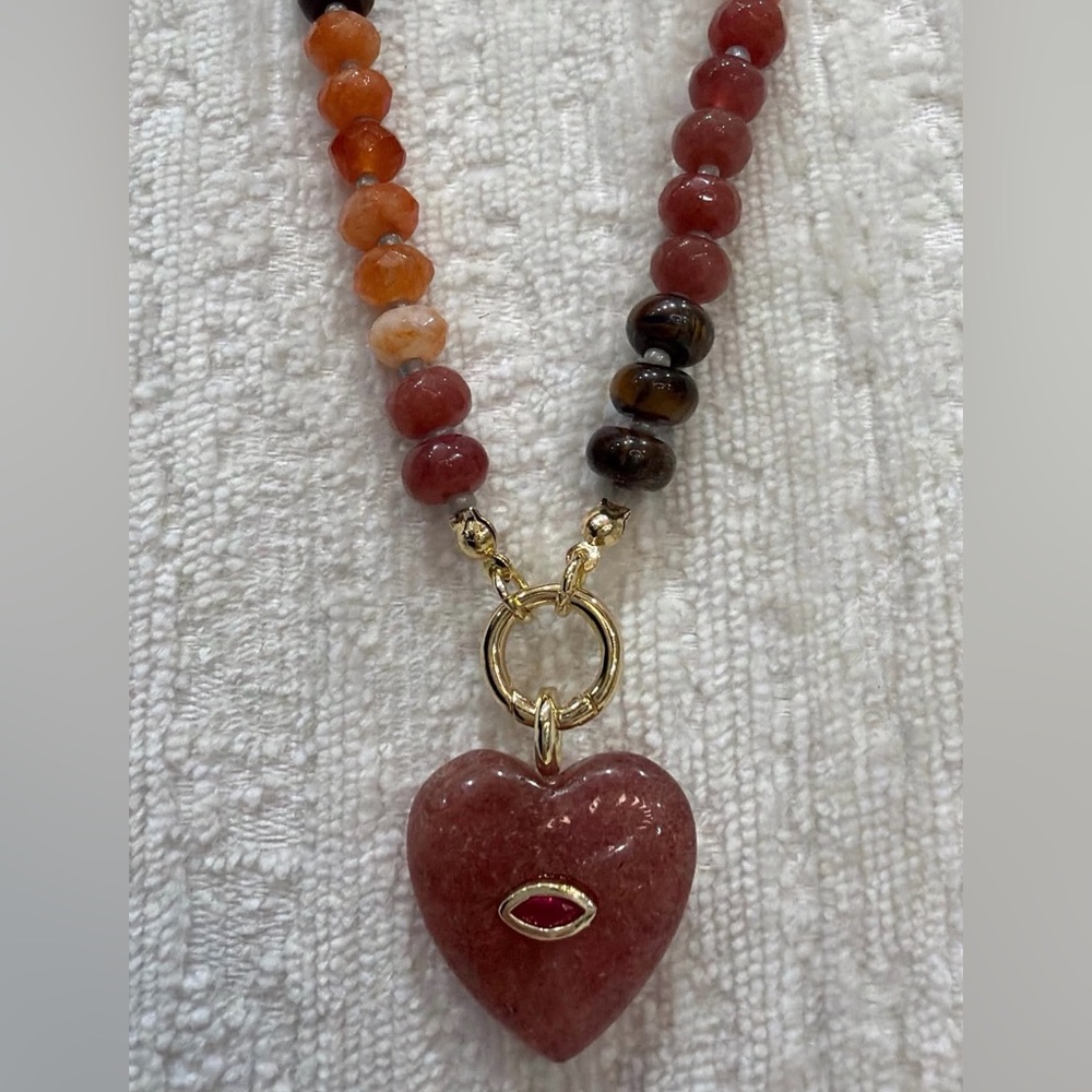 Elegant Heart Pendant Necklace with Gold Accents